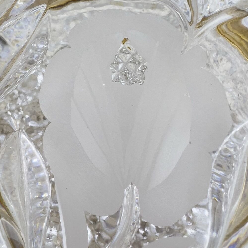 Vtg French Cut & Formed Glass Baccarat Style Jewelry Casket Trinket Box 4.75” - Picture 12 of 14